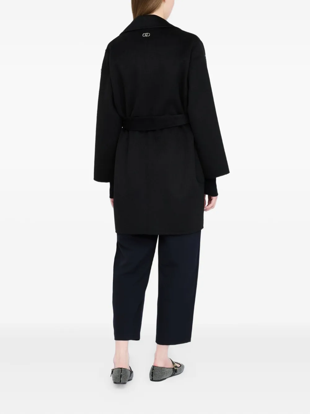 Liu •jo Wool Coat With Bejewelled Embroidery In Multi