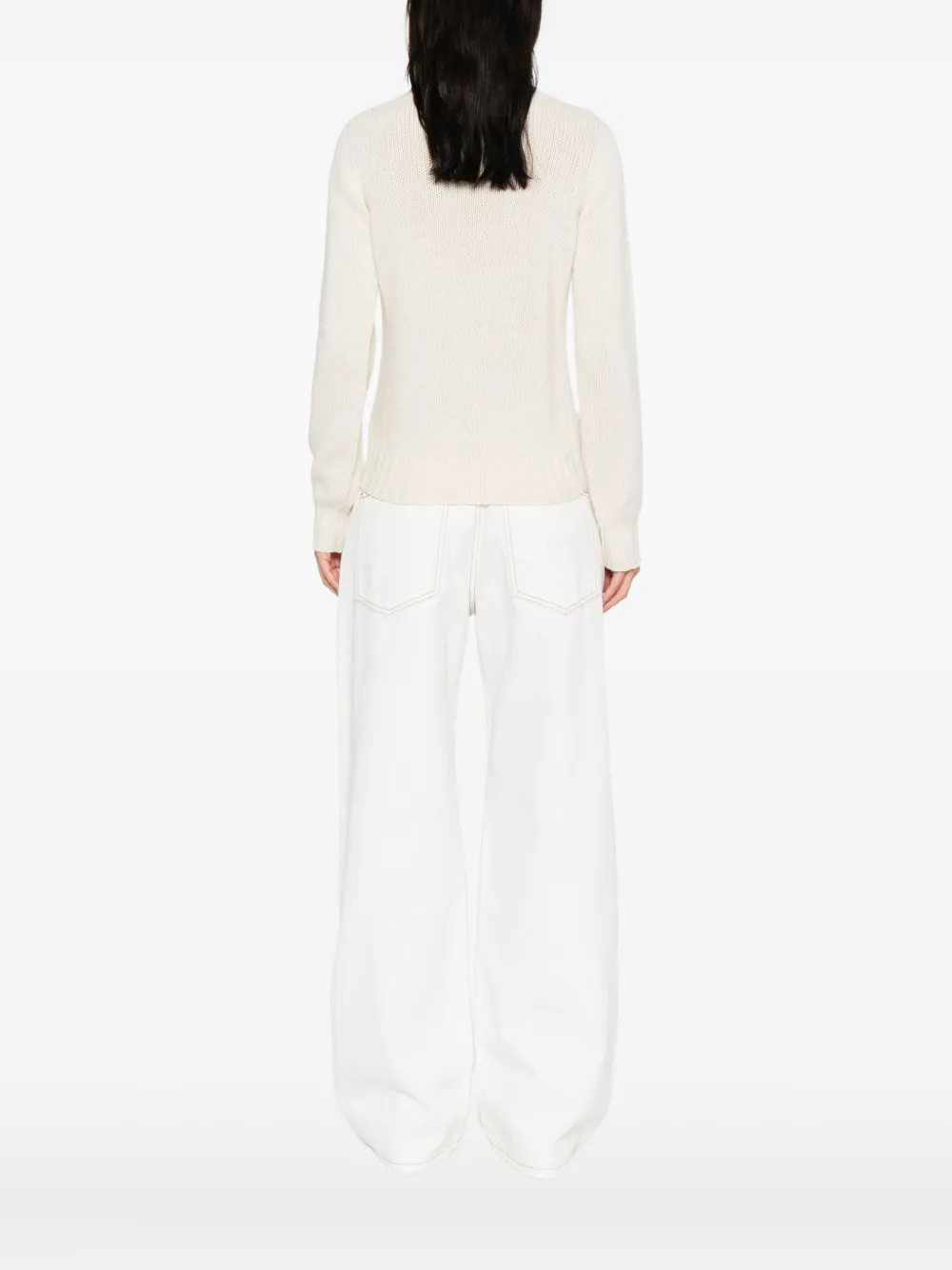 Aragona Round-neck Cashmere Sweater In White