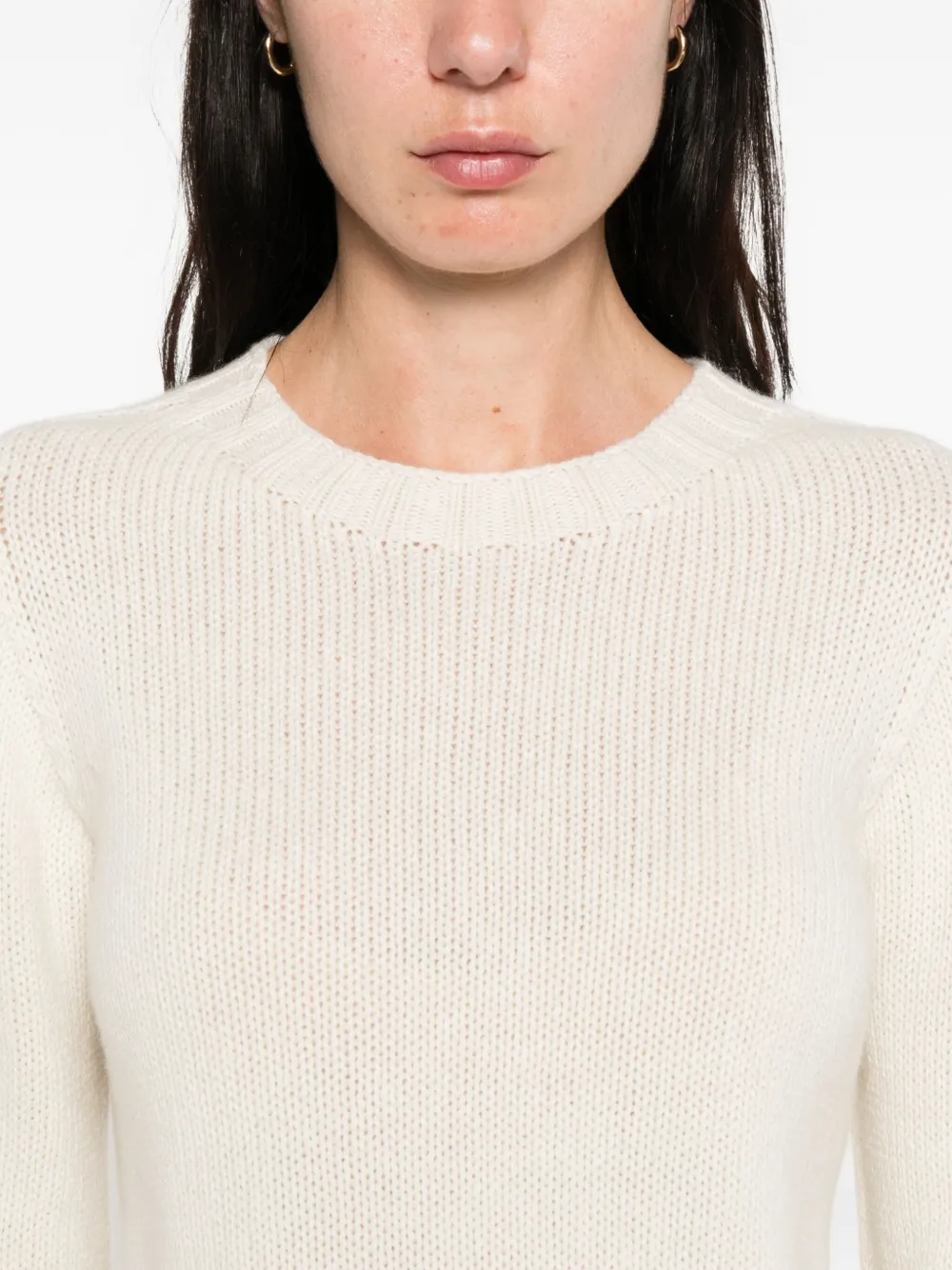 Aragona Round-neck Cashmere Sweater In White