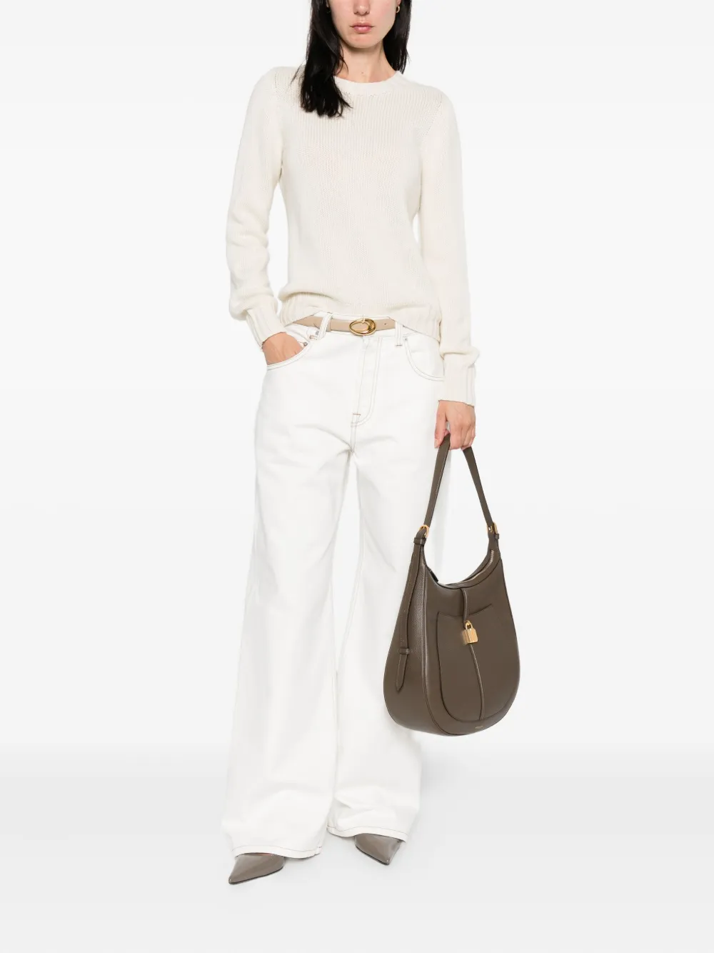 Aragona Round-neck Cashmere Sweater In White