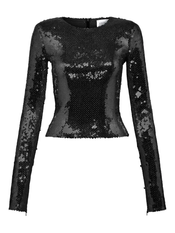 16Arlington Loida Sequinned T-shirt in Black