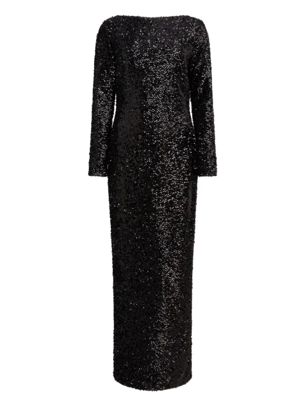 16Arlington Reta Sequinned Gown in Black