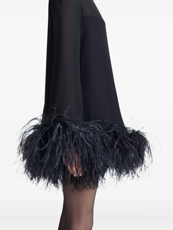 16arlington black feather dress 16Arlington Ade Midi Dress in Crepe