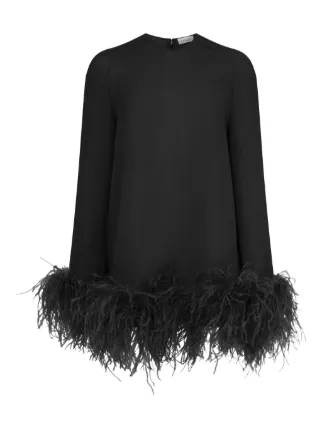16Arlington Hodi feather-trim Mini Dress | Black | FARFETCH ID
