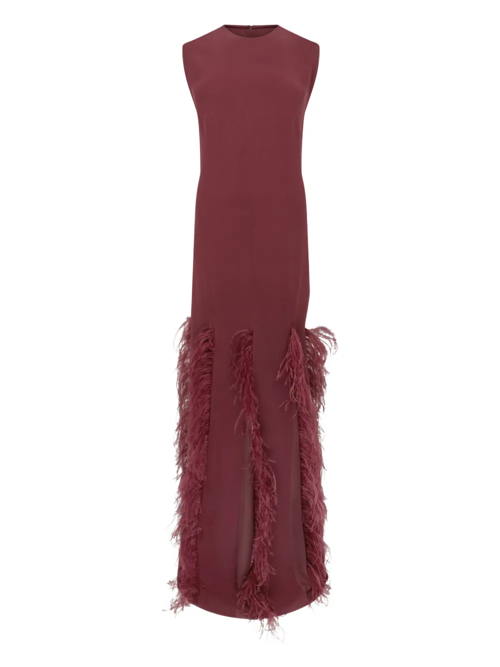16arlington Lett Feather-trim Maxi Dress In Red