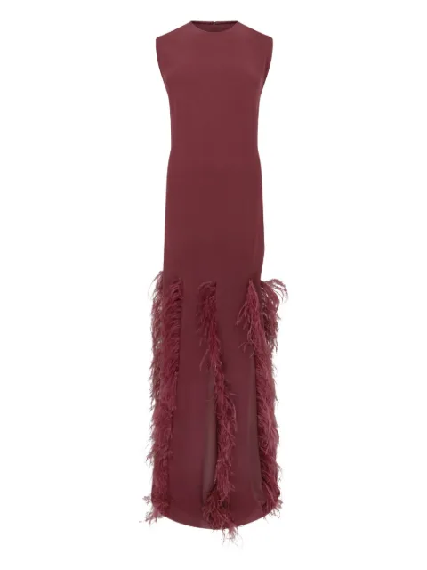16Arlington Lett feather-trim maxi dress