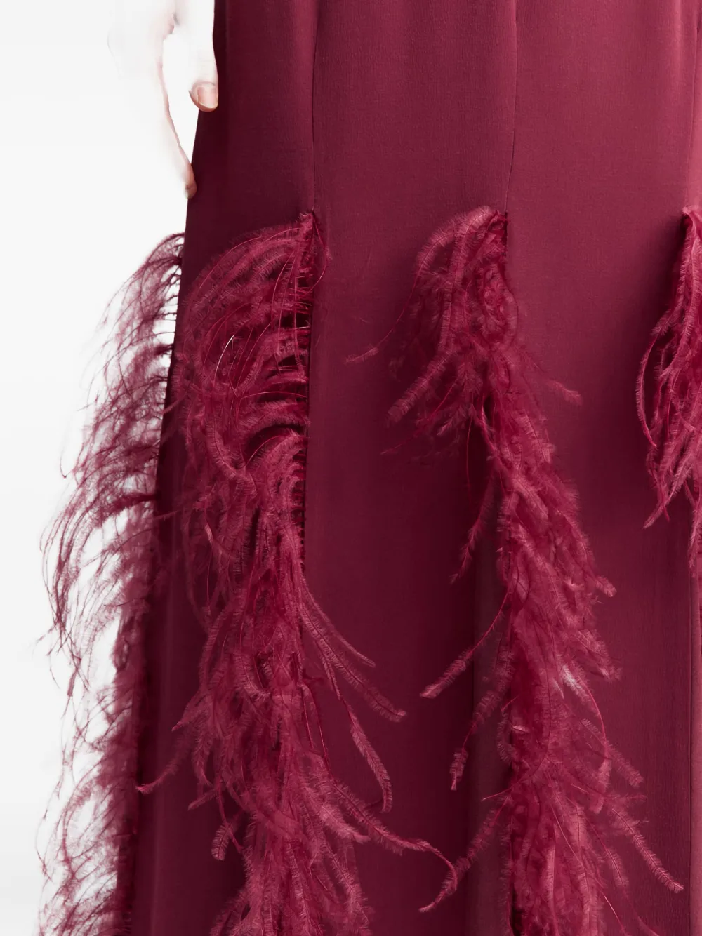 16arlington Lett Feather-trim Maxi Dress In Red
