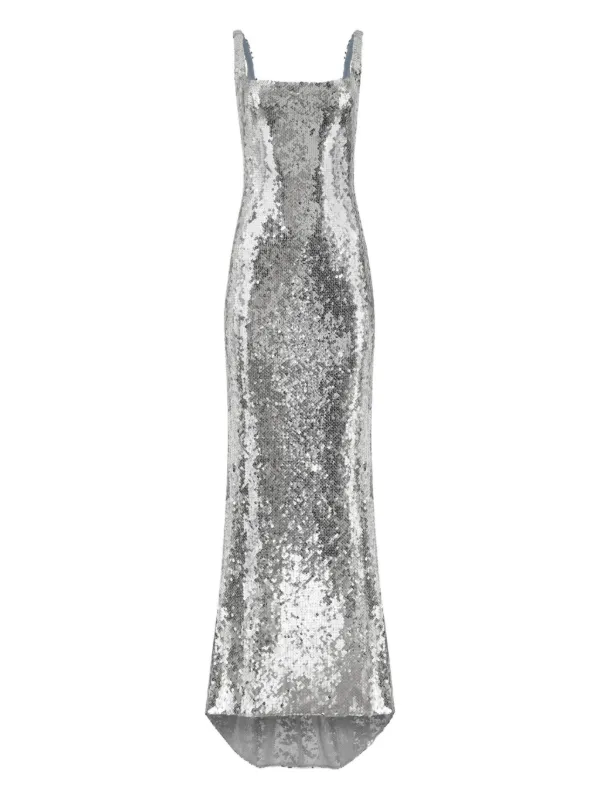 long grey sequin dress Dark Gray Sequin Beads Long Prom Dress Backless Evening Dress US 16 / Dark Gray