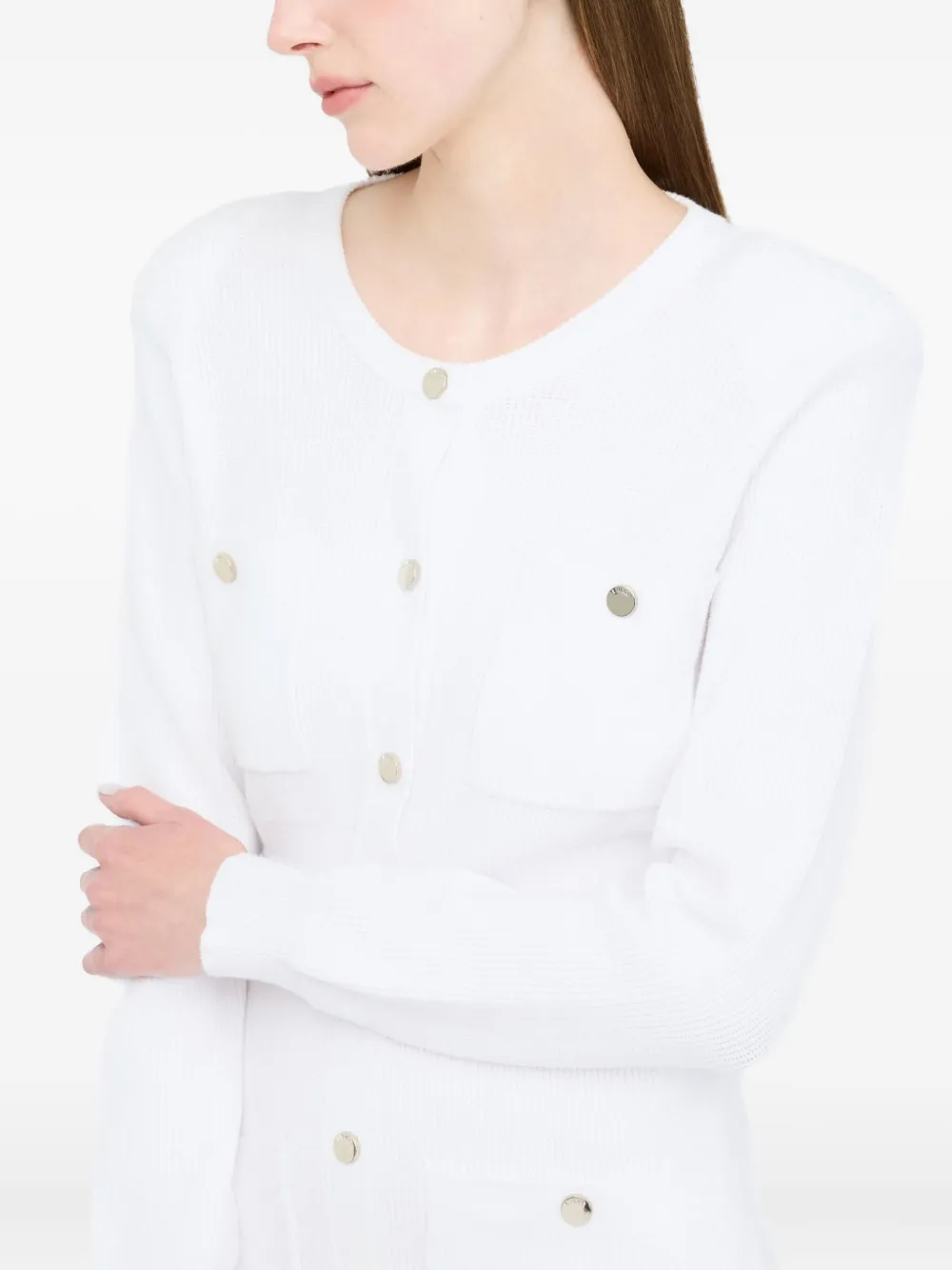 LIU JO Knit dress with shoulder pads 10701 WHITE WOOL