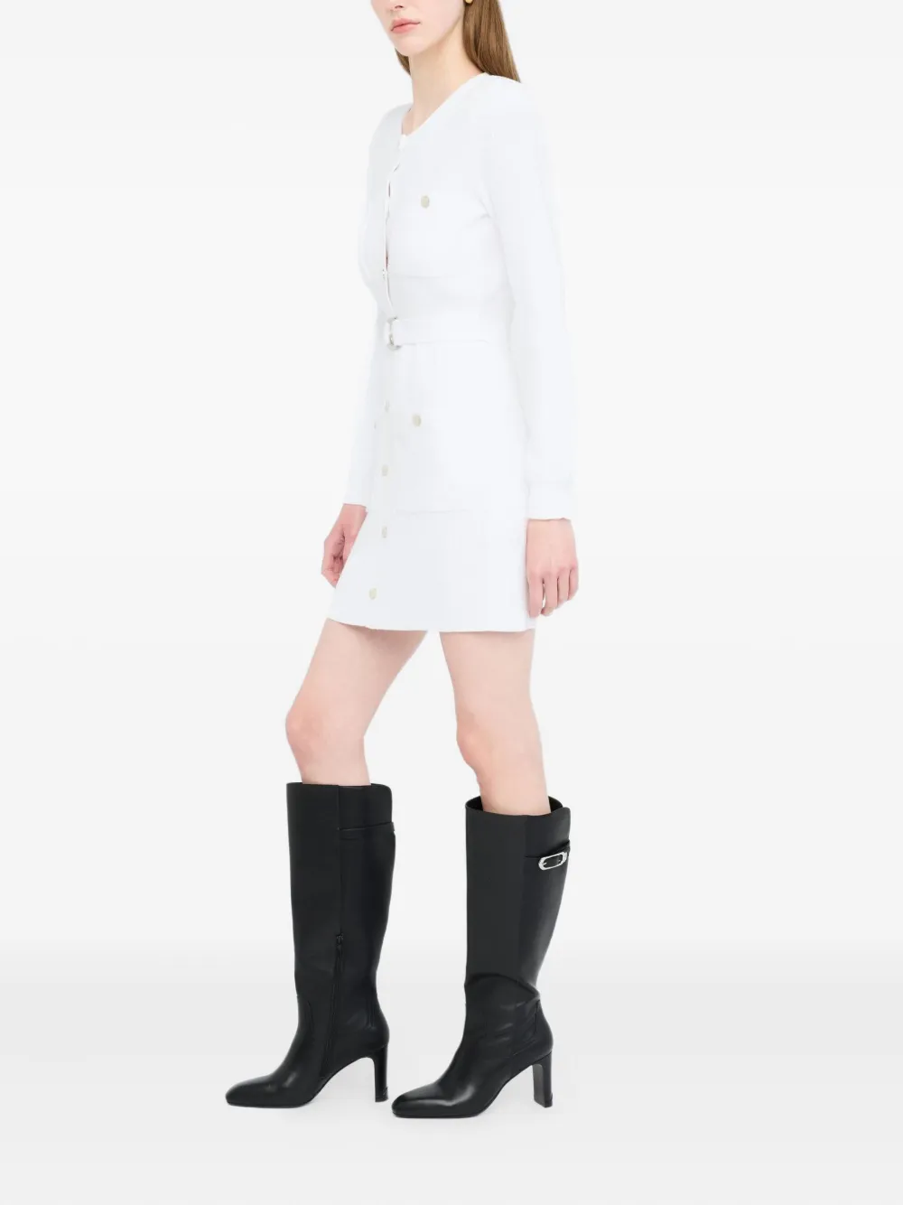 LIU JO Knit dress with shoulder pads 10701 WHITE WOOL