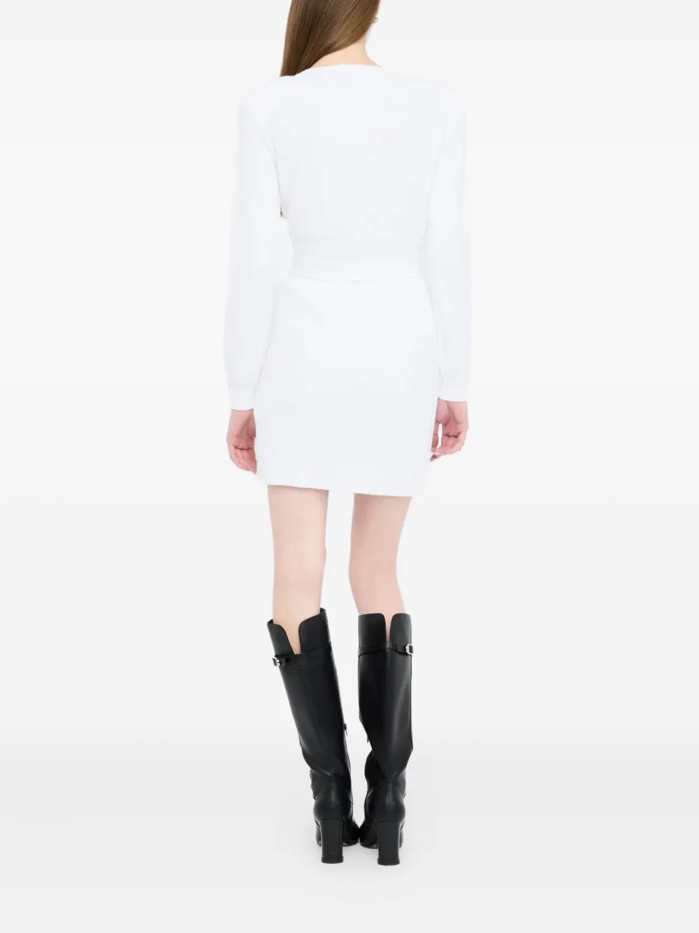LIU JO Knit dress with shoulder pads 10701 WHITE WOOL