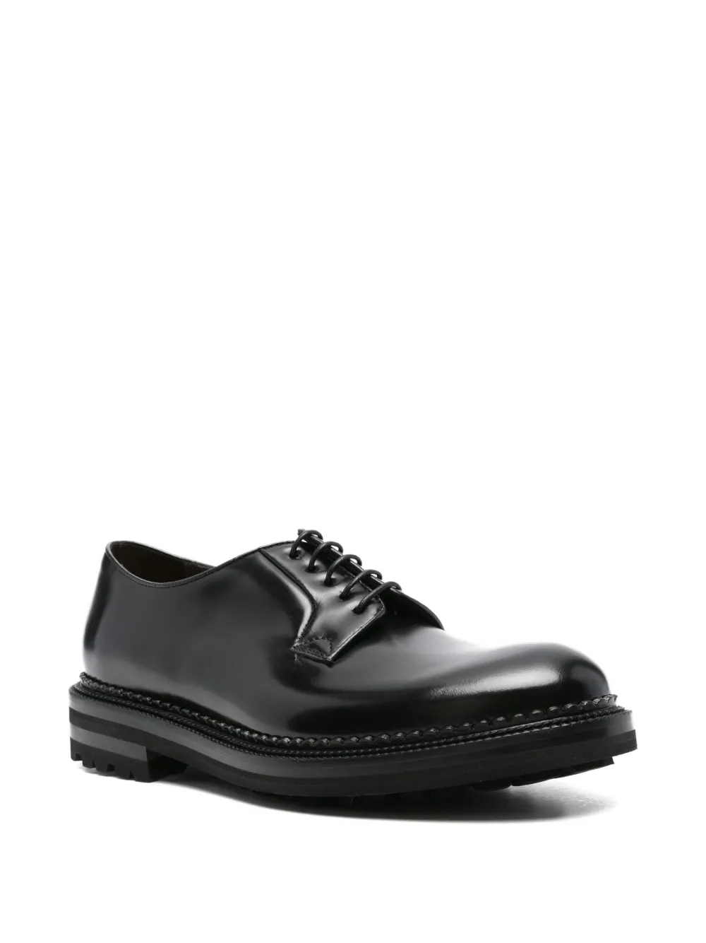 Cenere GB patent leather lace-up Derby shoes Black