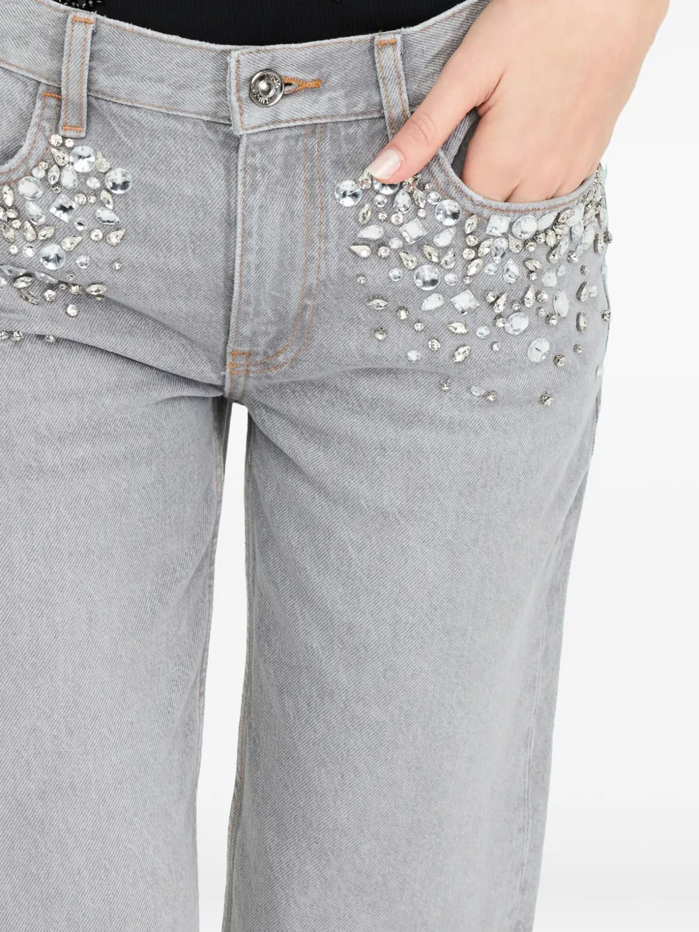LIU JO rhinestone-embellished jeans Grijs