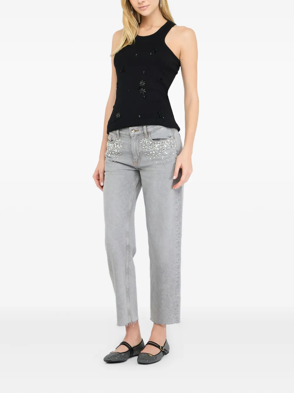 LIU JO rhinestone-embellished jeans Grijs