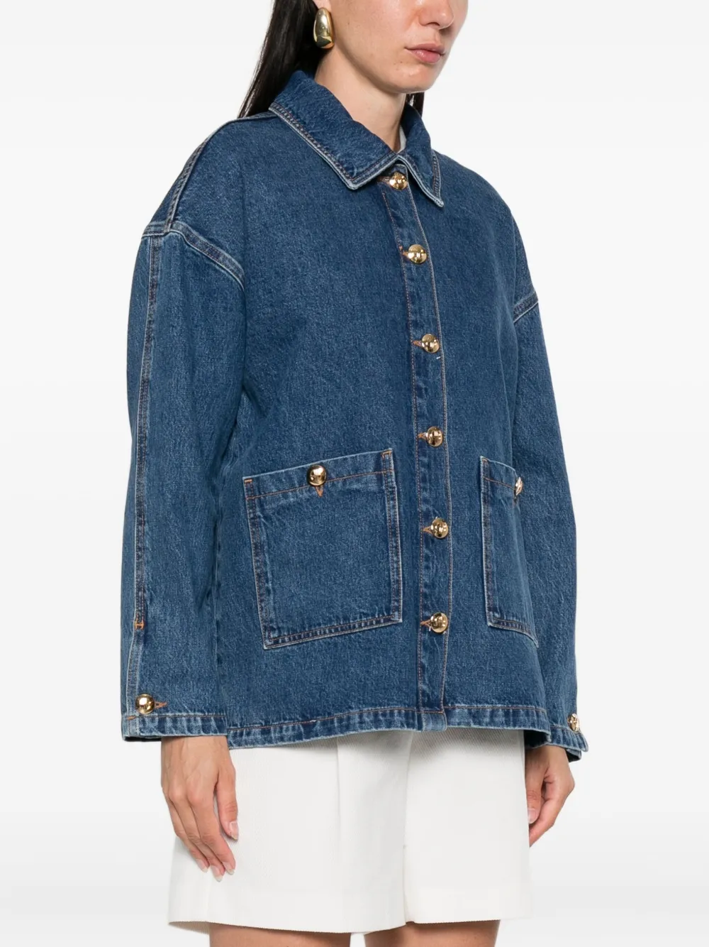 ANINE BING buttoned denim jacket Blauw