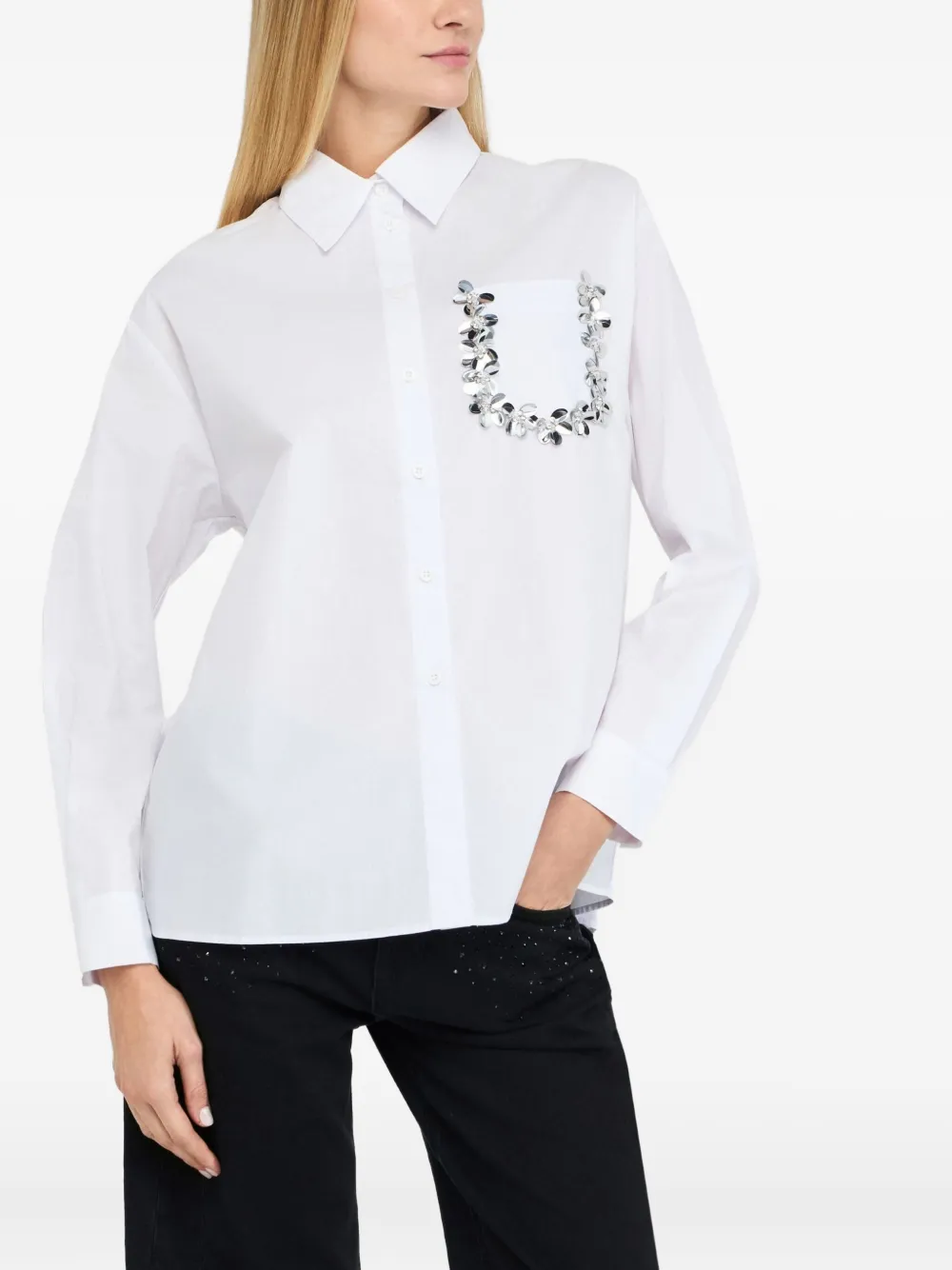 LIU JO gem-embellished pocket shirt Wit