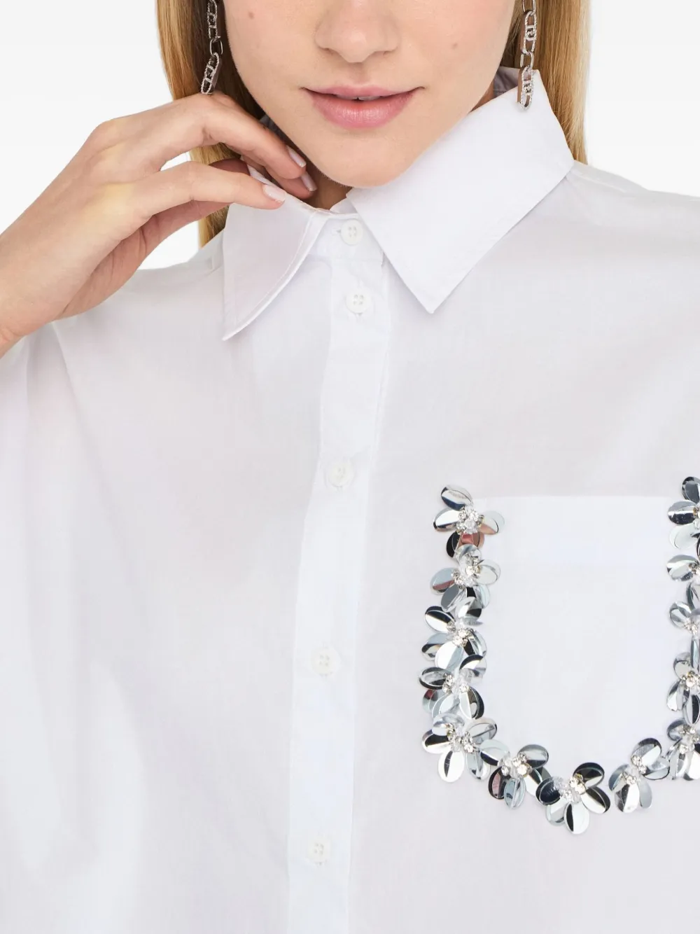 LIU JO gem-embellished pocket shirt Wit
