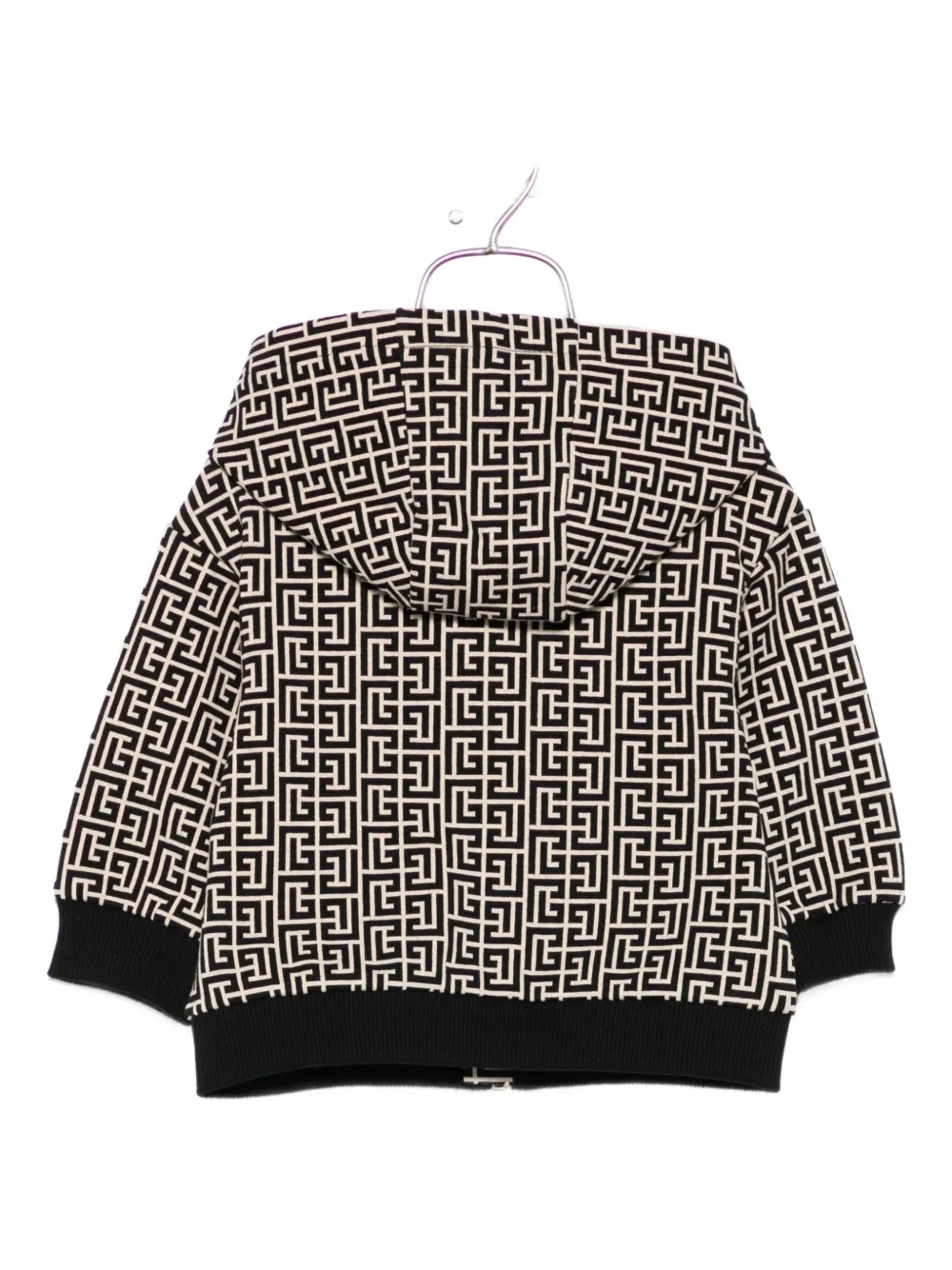 Balmain Kids monogram-pattern hoodie Beige