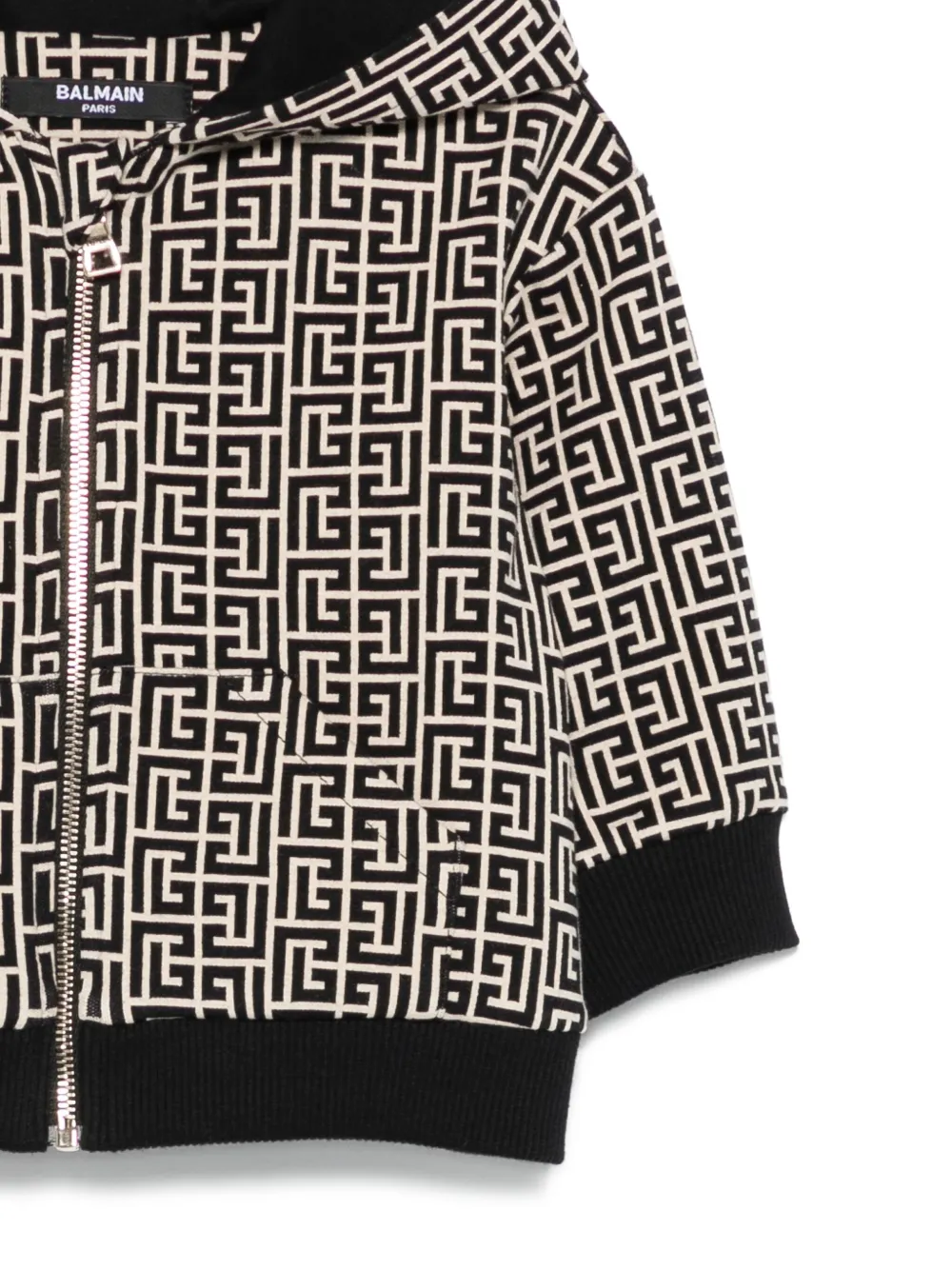  Balmain Kids Monogram-pattern Hoodie - Neutrals 