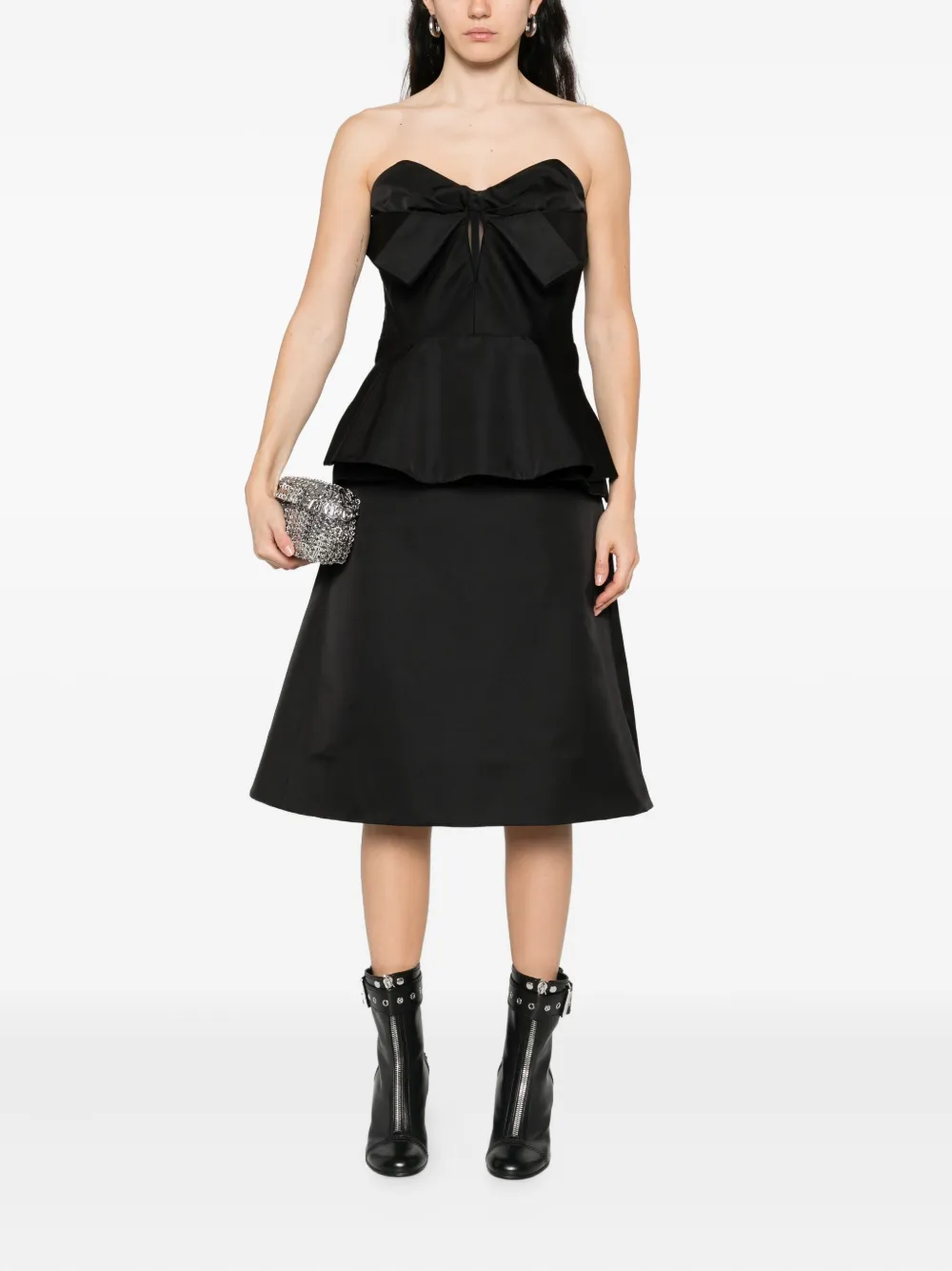 Alexander McQueen Peplum top met strikdetail - Zwart