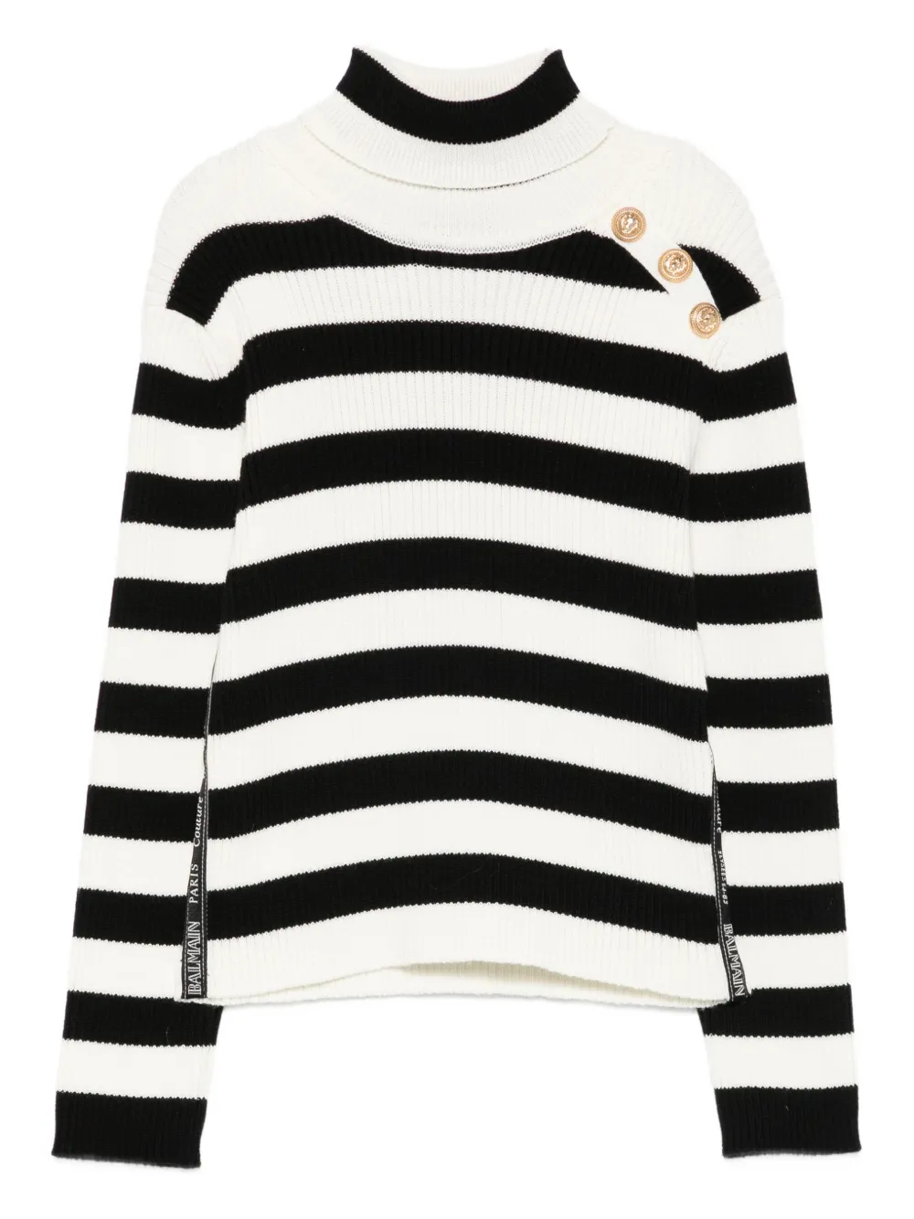 Balmain Kids striped turtleneck sweater Wit