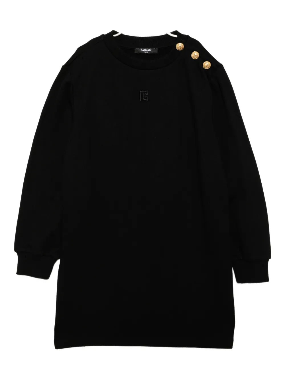 Balmain Kids embroidered-logo dress Zwart
