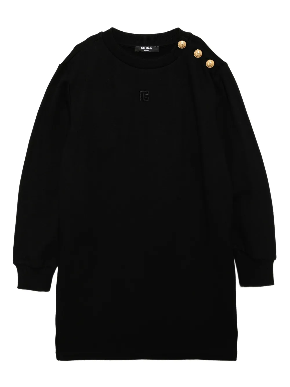 Balmain Kids Jurk met geborduurd logo Zwart