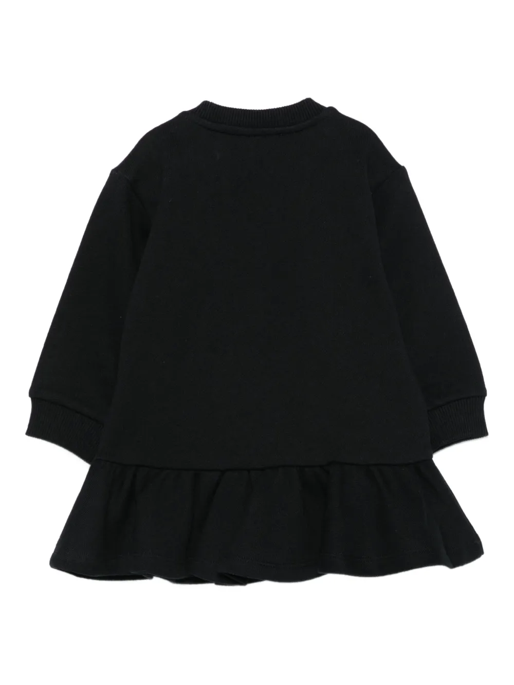Balmain Kids logo-embroidered ruffled casual dress Zwart