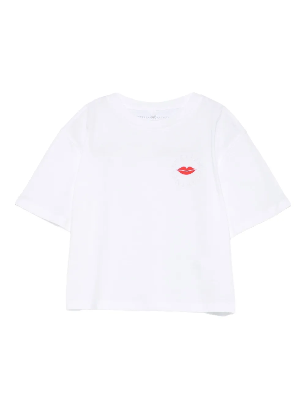 Stella McCartney Kids lip-print cotton top Wit