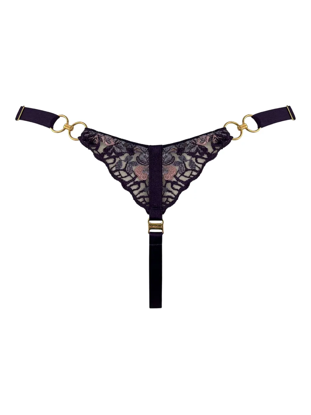 Bordelle Amela floral-lace strap thong - パープル Bordelle Amela floral-lace strap thong - パープル