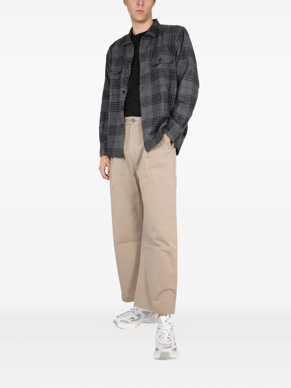 Universal Works buttoned plaid shirt - Grijs