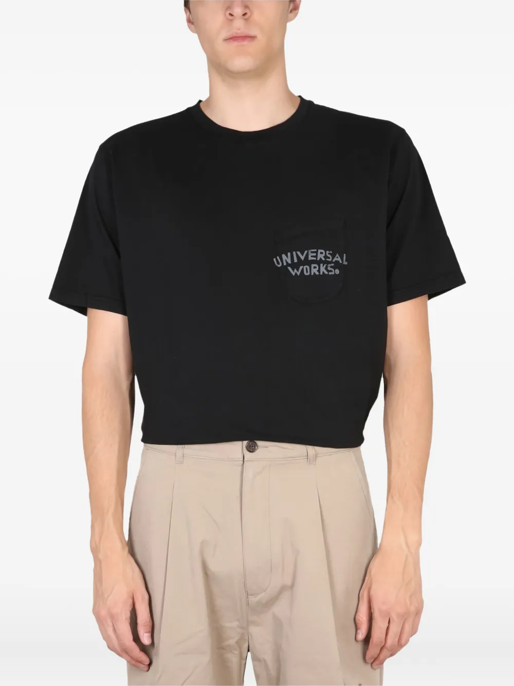 Universal Works pocket T-Shirt | Black | Image 1