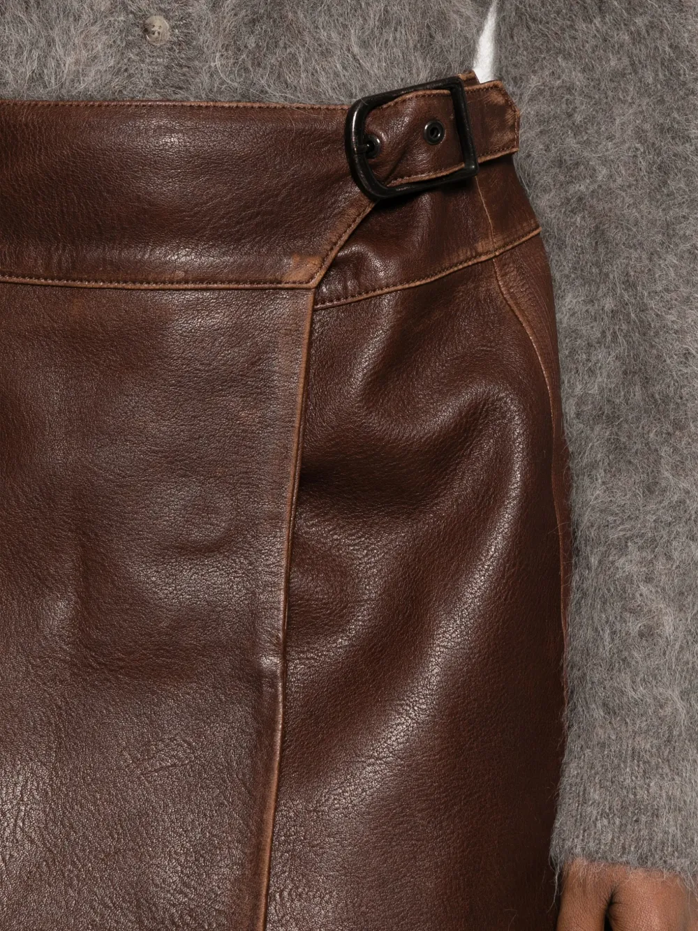 Simkhai Mini-rok van imitatieleer met gesp Bruin