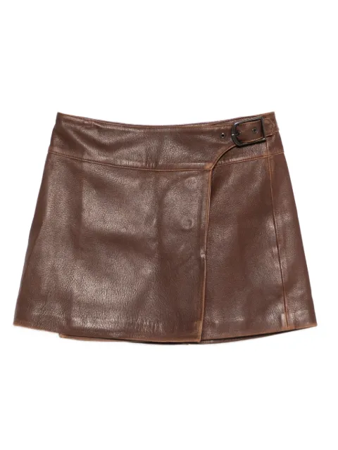 Simkhai buckled faux-leather mini skirt
