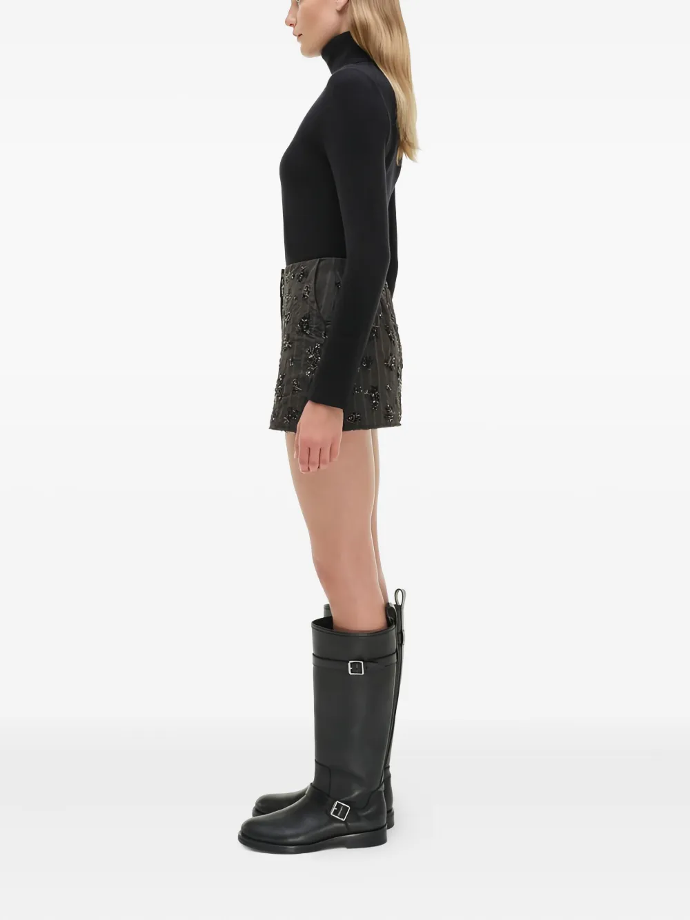 Simkhai Gestreepte verfraaide mini-rok Grijs