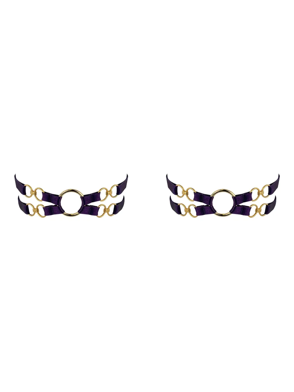 Bordelle Nara Double-strap Gold-ring Garters In Black
