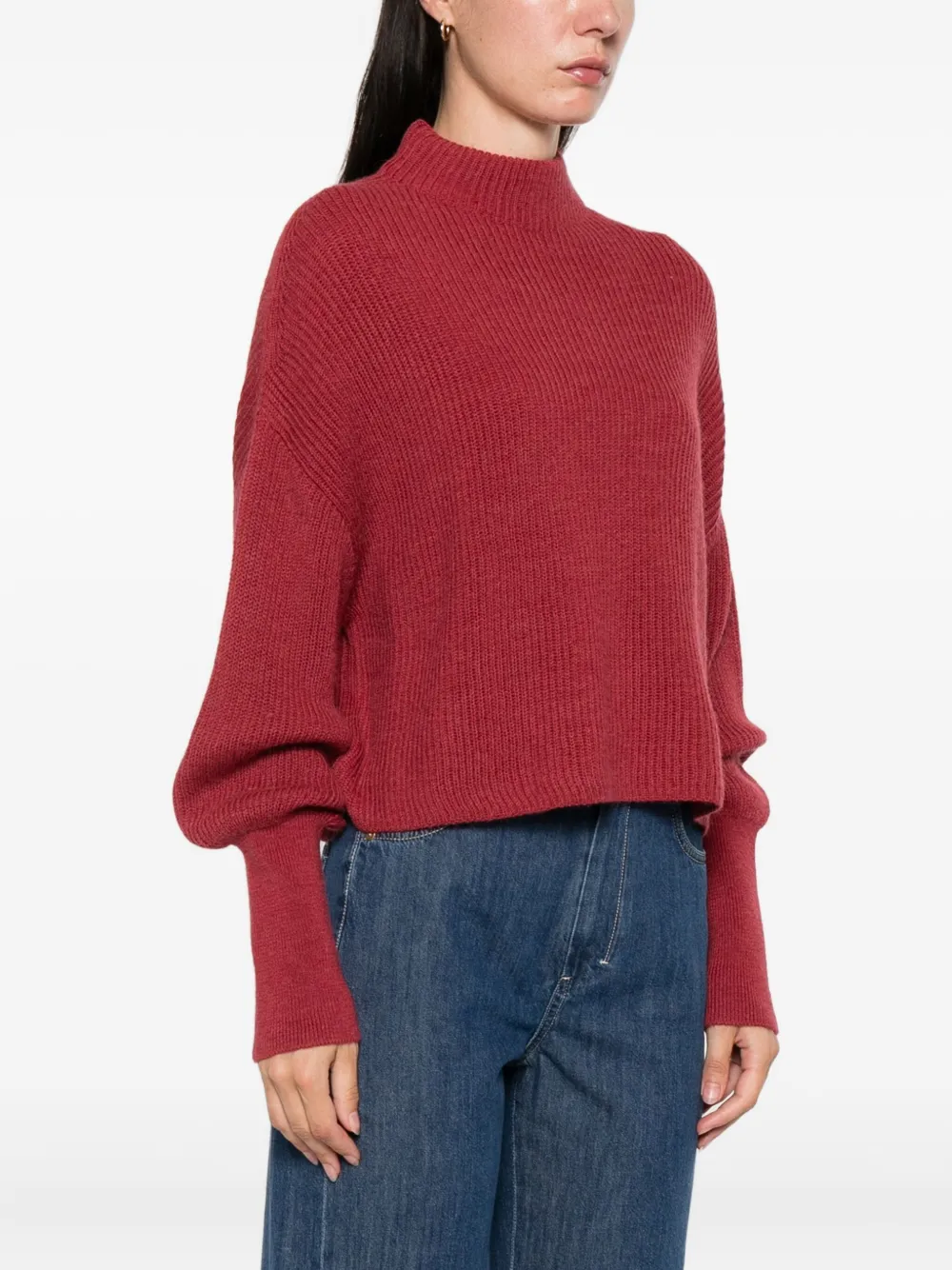Closed high-neck ribbed jumper Rood
