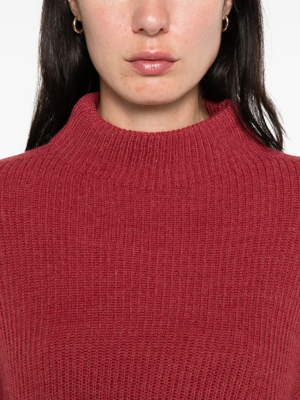 Closed high-neck ribbed jumper Rood