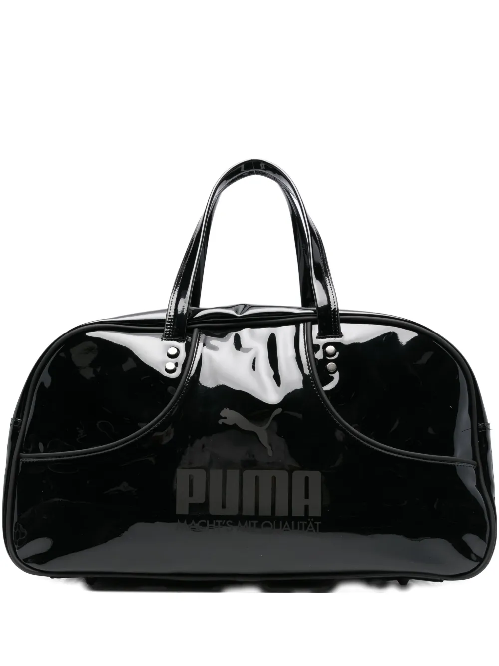 Puma 1976 Grip Patent-leather Top-handle Holdall In Black