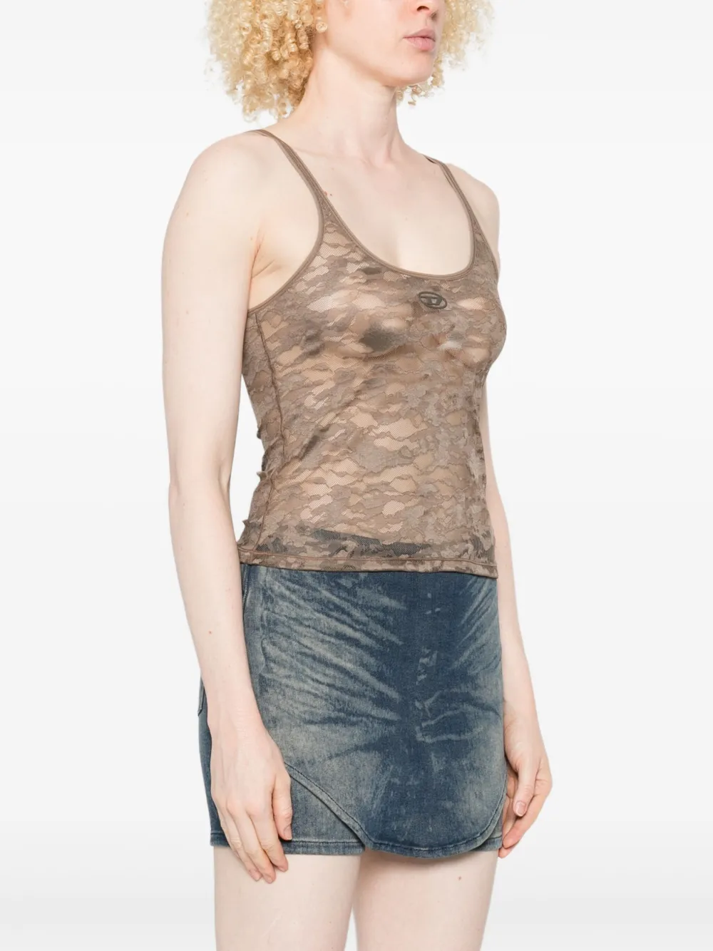 Diesel Tanktop met kant Bruin
