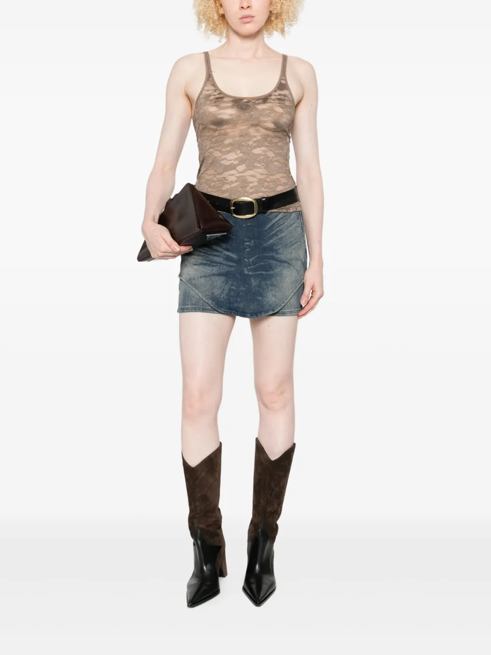 Diesel Tanktop met kant - Bruin