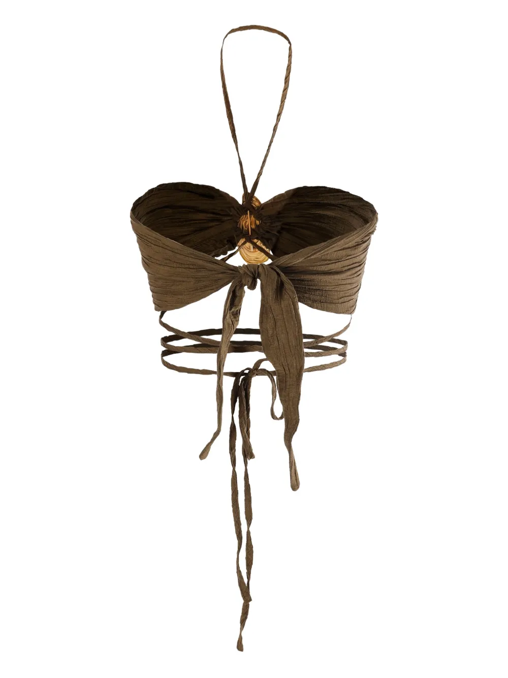 Hamoulet Salpha plissé embellished halter top | Brown | Image 1