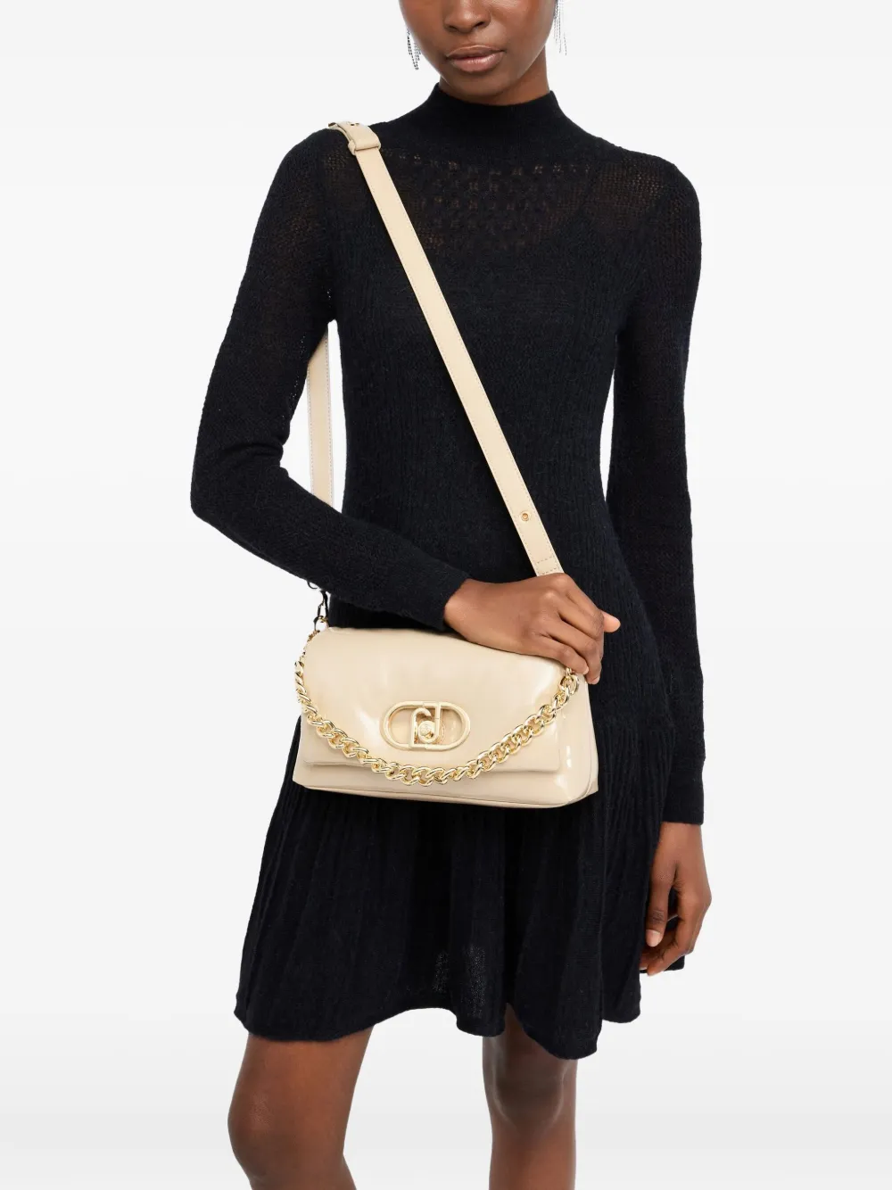 LIU JO medium LaPuffy chain-strap satchel bag Beige
