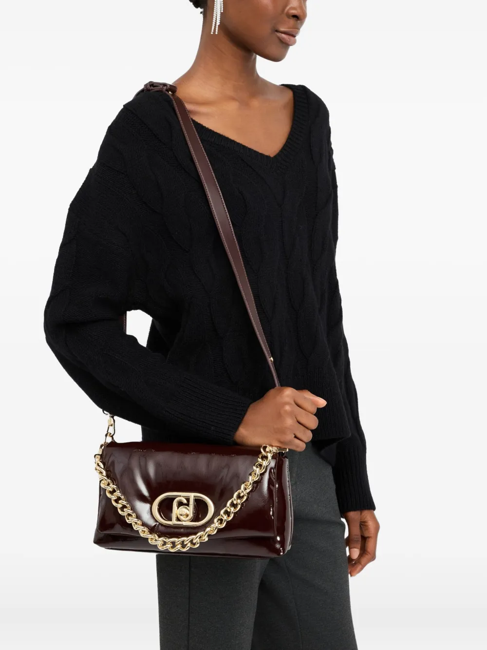 LIU JO medium LaPuffy flap-closure satchel bag Bruin