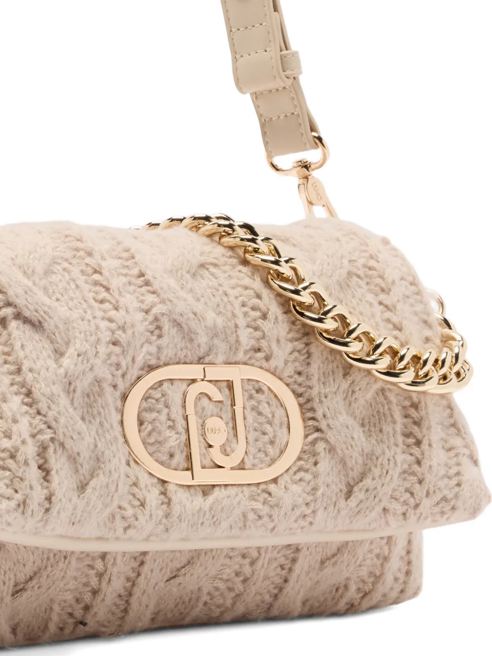 LIU JO medium LaPuffy cable-knit cross body bag Beige