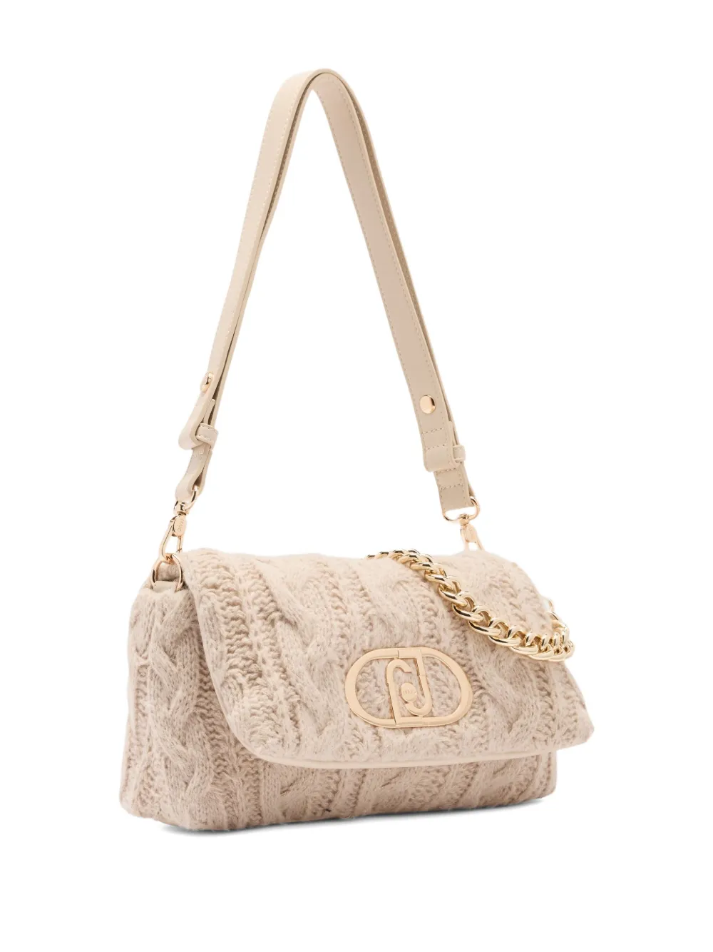 LIU JO medium LaPuffy cable-knit cross body bag Beige