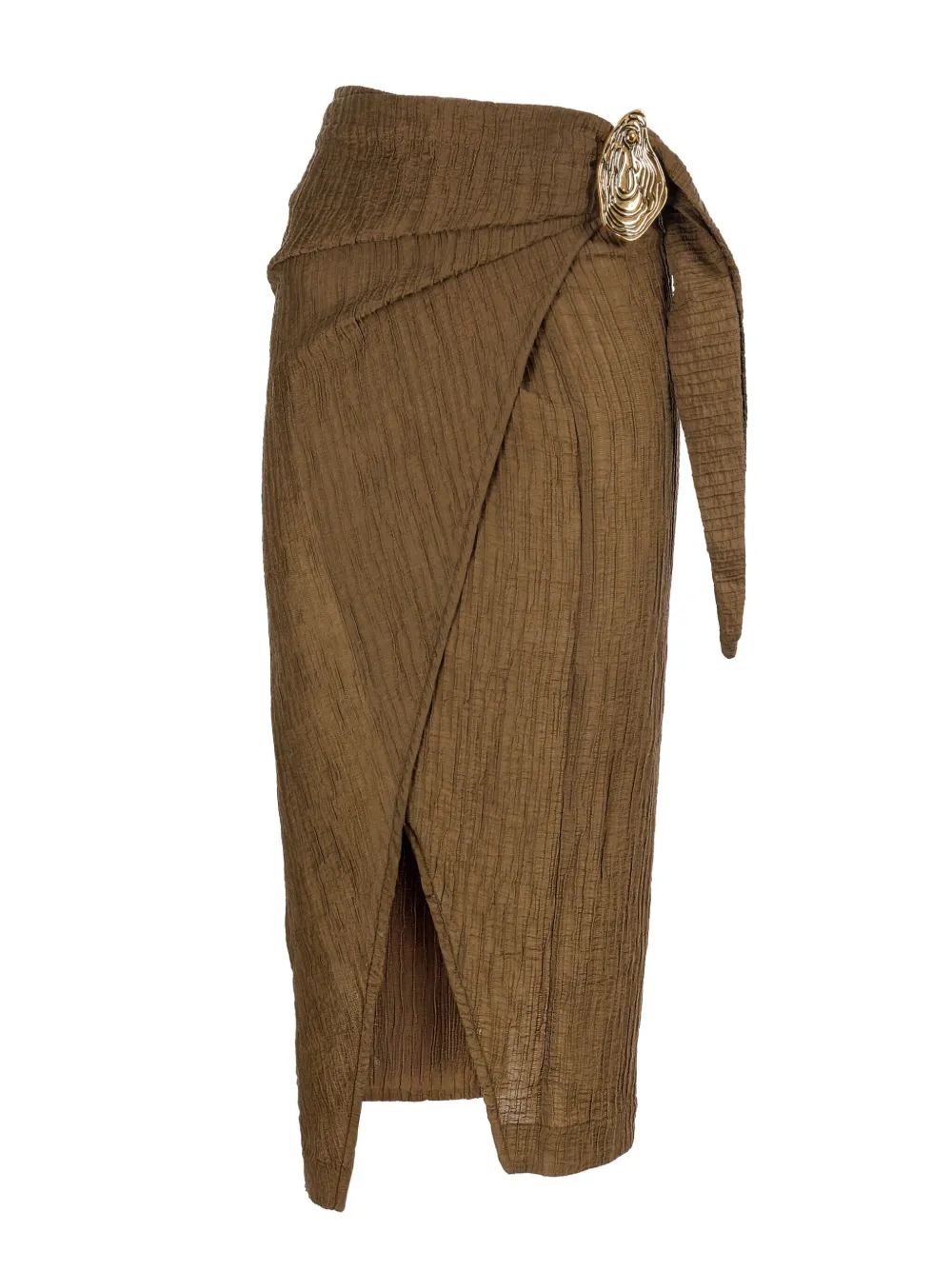 Hamoulet wrap-effect side-slit midi skirt – Green