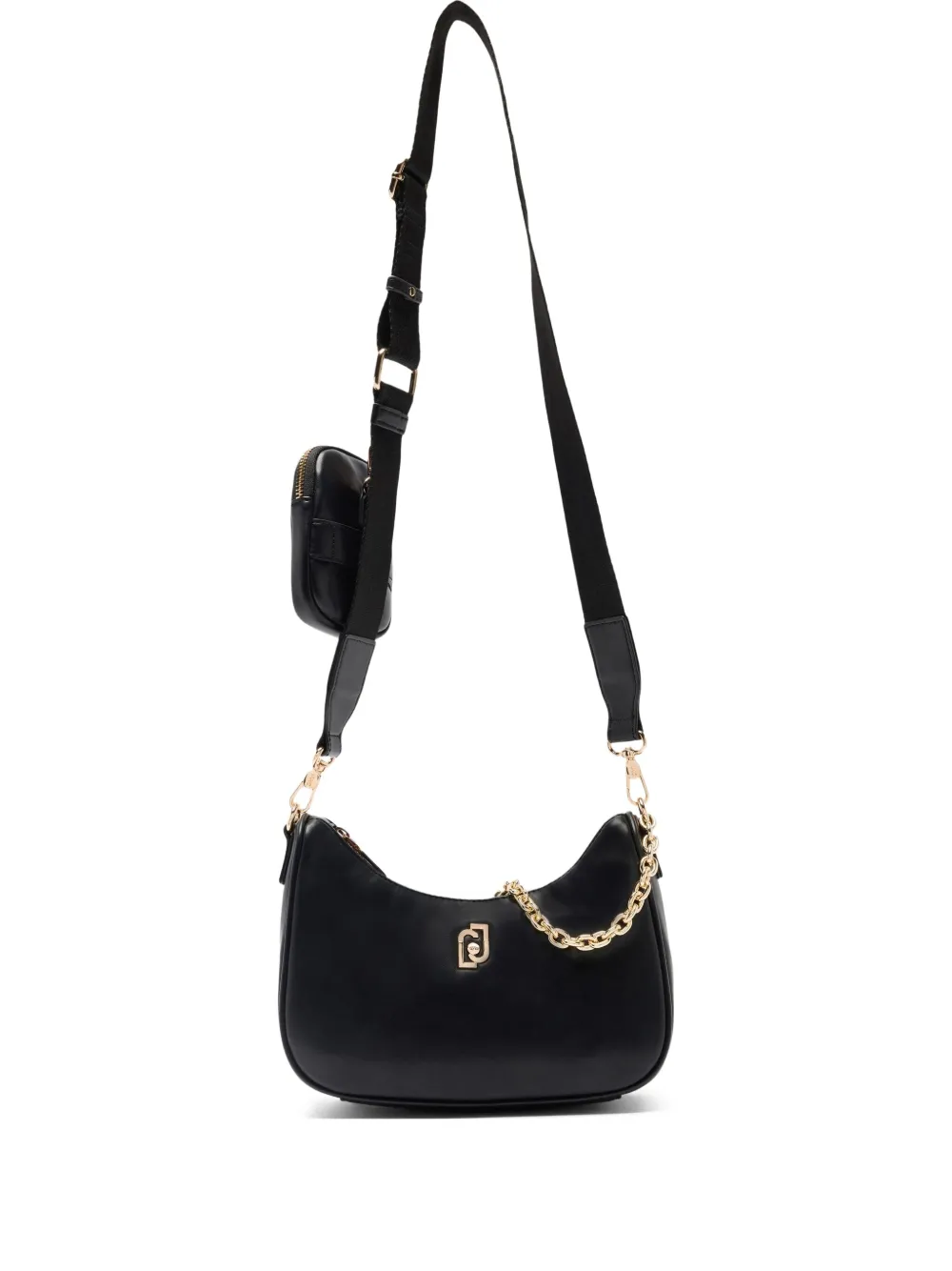 small chain-detail crescent shoulder bag