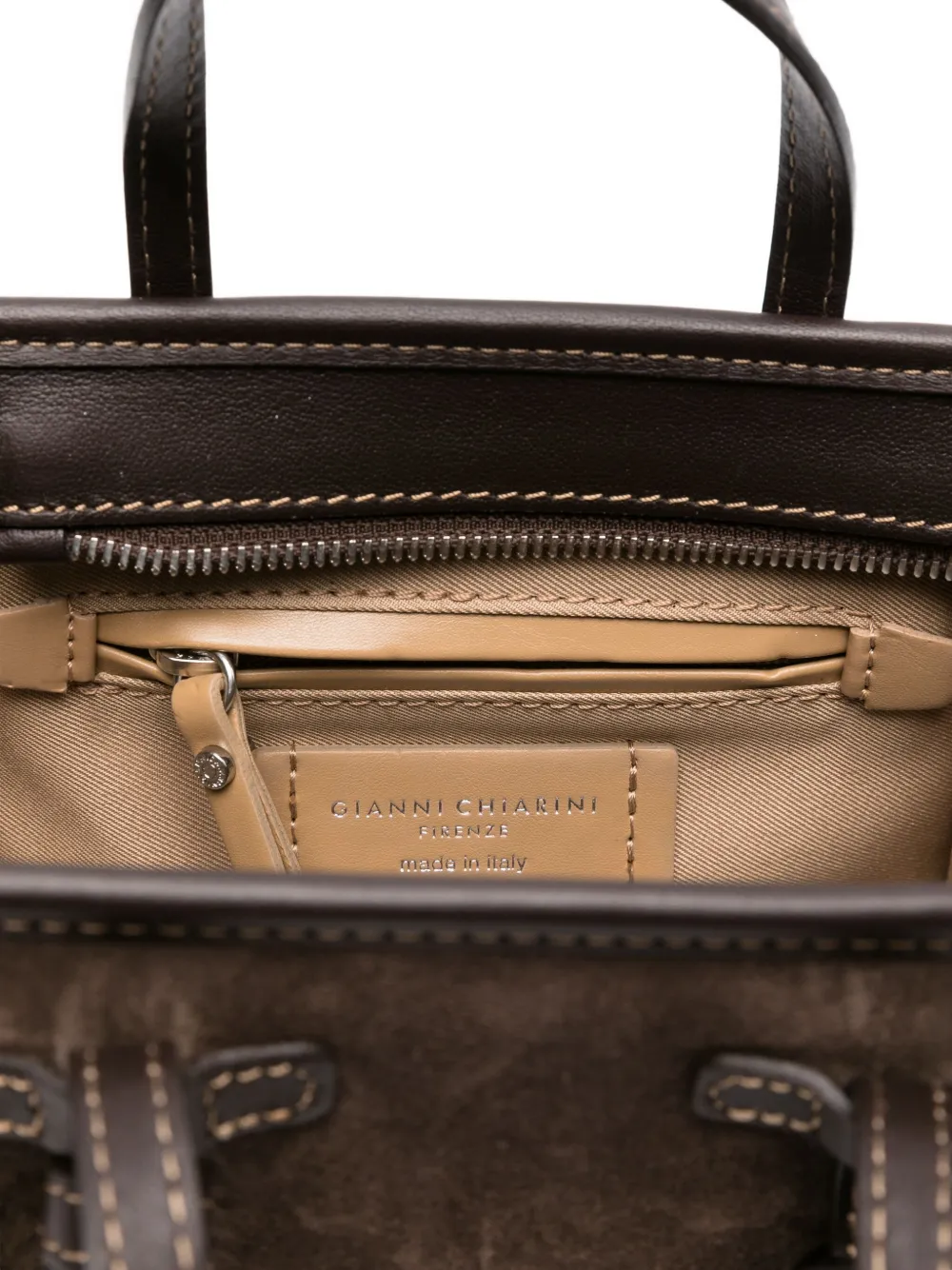 GIANNI CHIARINI Miss Marcella kleine geknoopte suède tas Bruin