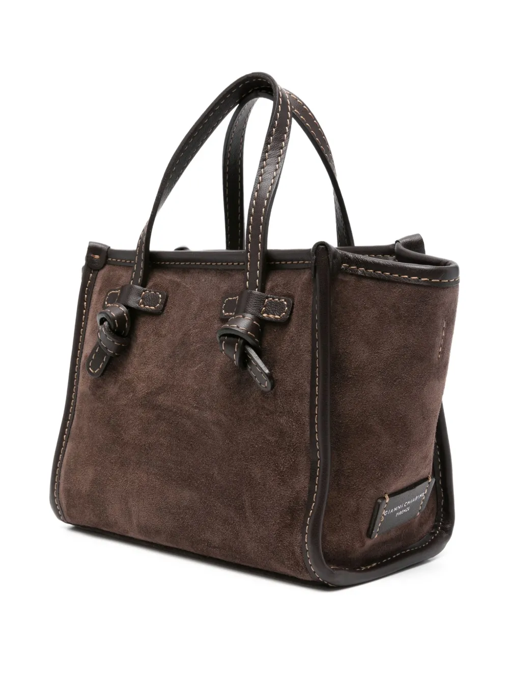 GIANNI CHIARINI Miss Marcella kleine geknoopte suède tas Bruin